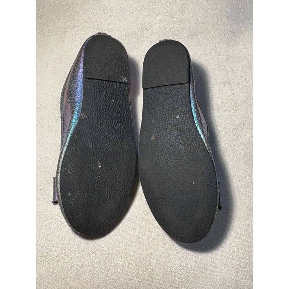 H&G Girls Tiffany Iridescent Metallic Bow Ballet Flats Size 12M Oil Slick Multi